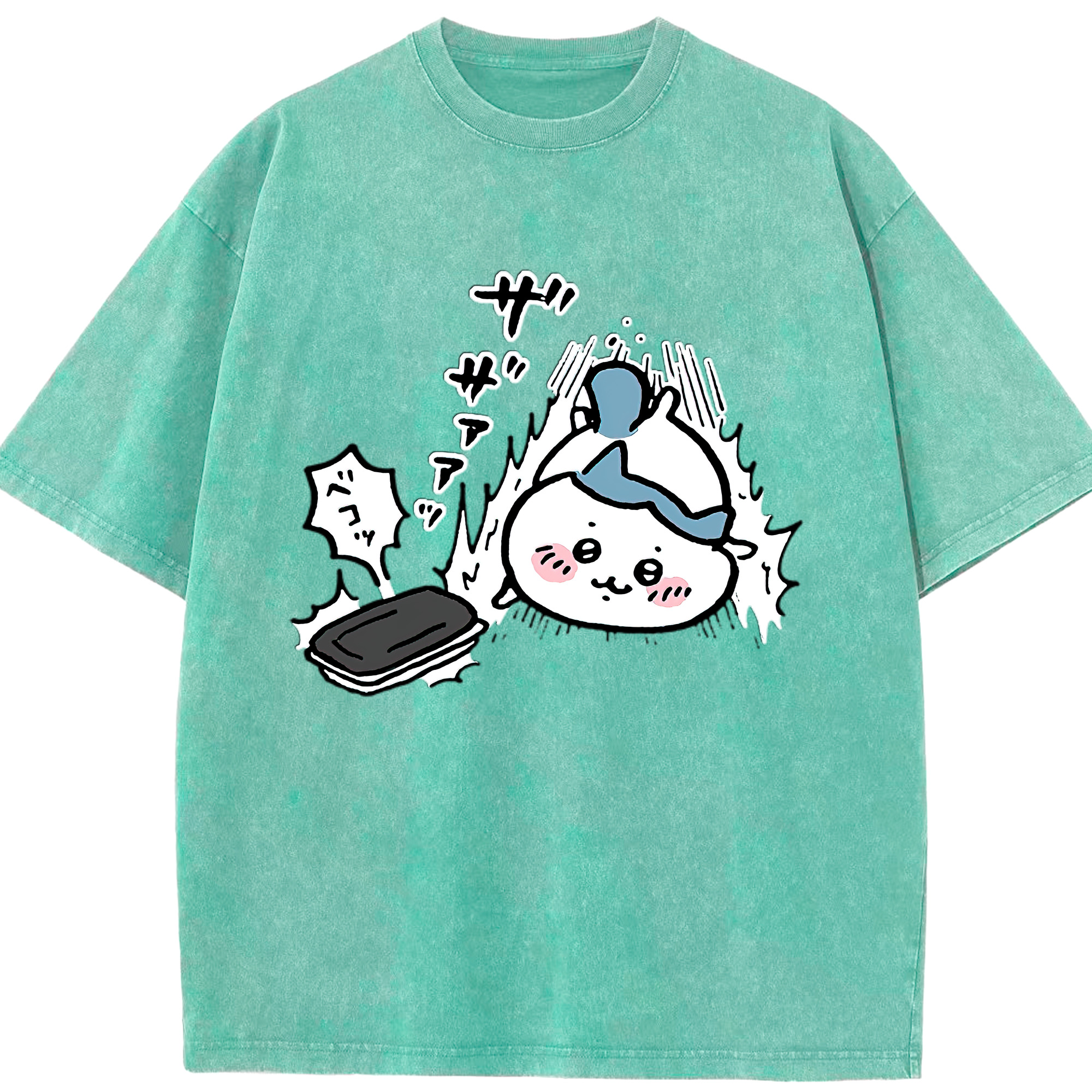 （画像用） ちいかわ ハチワレ Chii-kawa hachiware 綿100% ヴィンテージ風 半袖Tシャツ（フロントプリント）
